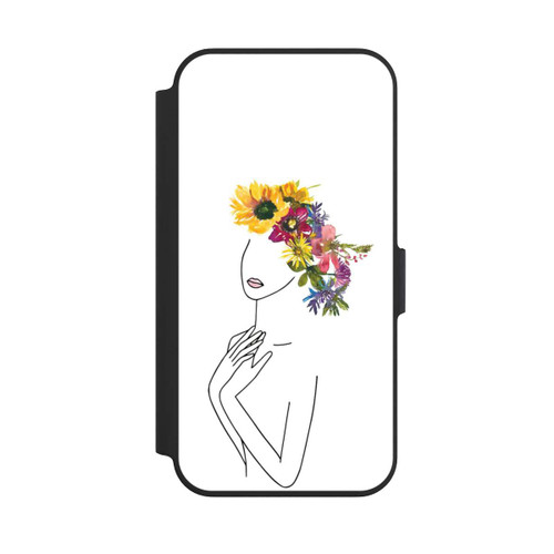 Apple iPhone 13 Pro NIVOflip Line Art Frau mit Blumenkrone