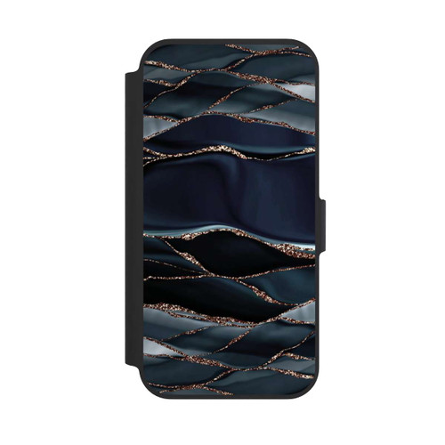 Apple iPhone 13 Pro NIVOflip Dunkelgraue Streifen goldener Look