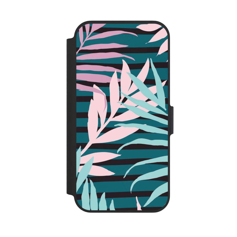 iPhone 13 Pro NIVOflip Pastel Jungle Leaves Pink Teal Seamless