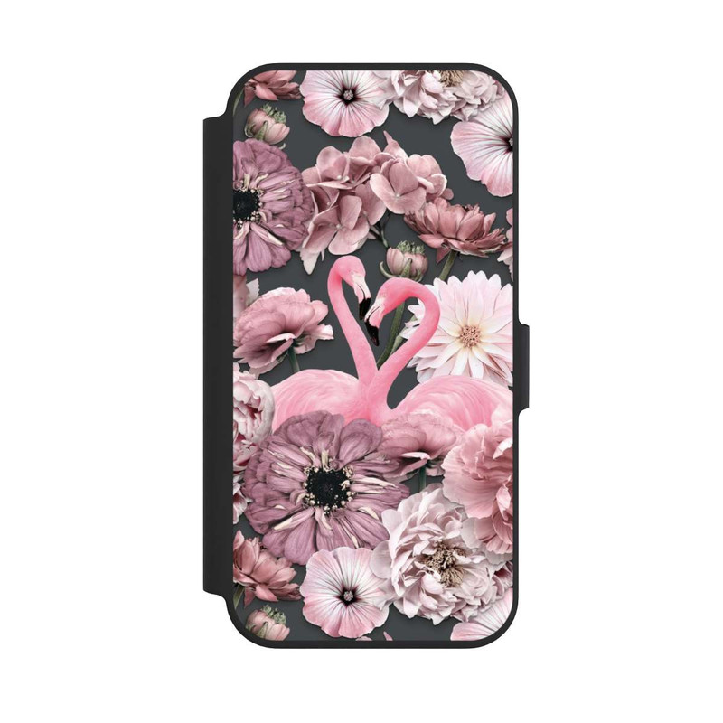 iPhone 13 Pro NIVOflip Flamants roses en motif de fleurs