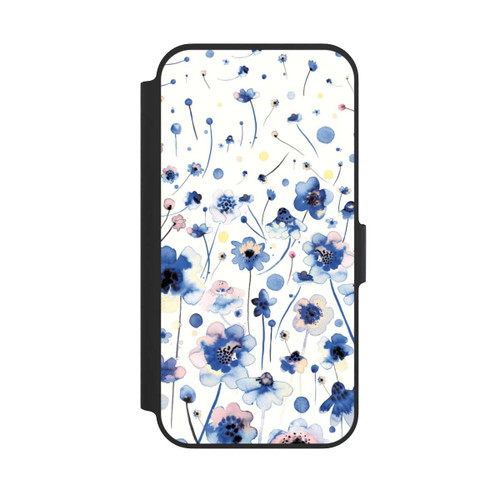 Apple iPhone 13 Pro NIVOflip Watercolor Ink Blue Flowers