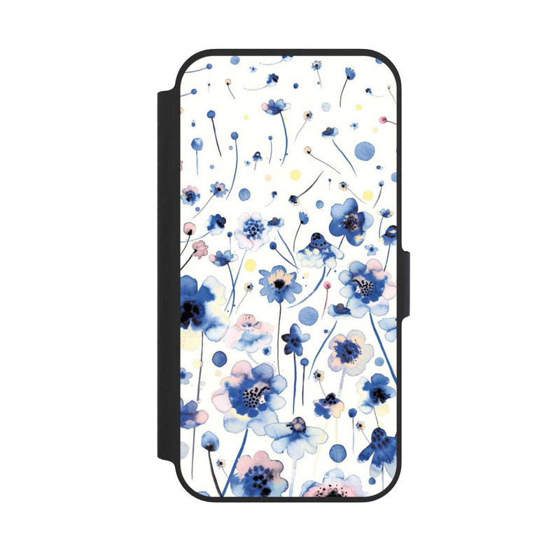 iPhone 13 Pro NIVOflip Fleurs bleues d’encre aquarelle