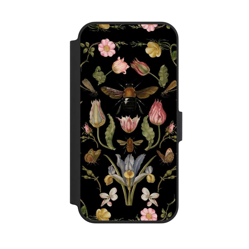 iPhone 13 Pro NIVOflip Wildblumen und Biene Schwarz