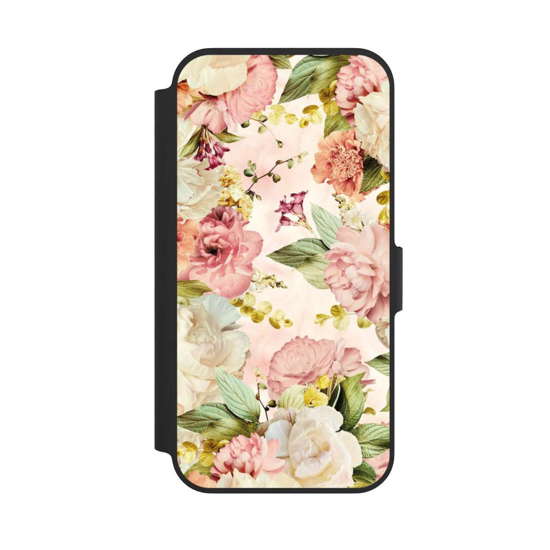 iPhone 13 Pro NIVOflip Blumenrahmen Pfingstrosen Beige
