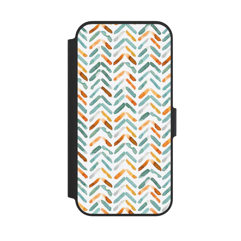 iPhone 13 Pro NIVOflip Élégant Automne Chevron Bleu Orange