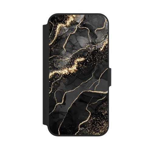 Apple iPhone 13 Pro NIVOflip Look Spirales de Marbre Sombre &amp; Or