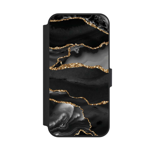 Apple iPhone 13 Pro NIVOflip Dunkle Marmorstreifen im Goldlook