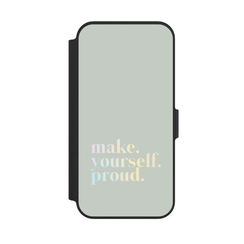 Apple iPhone 13 Pro NIVOflip Make Yourself Proud Zitat-Minze und Farbverlauf