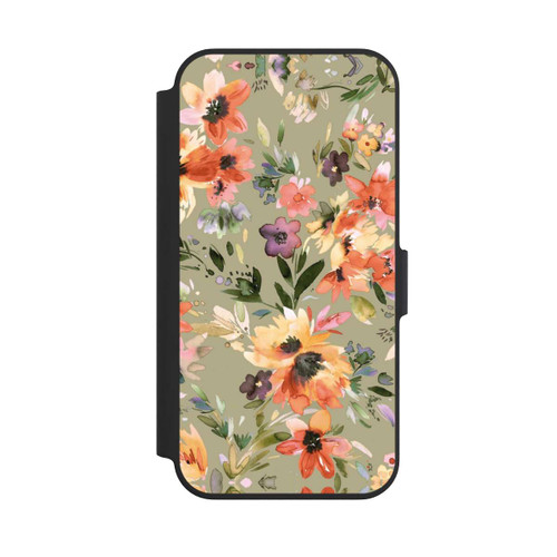 Apple iPhone 13 Pro NIVOflip Malerische tropische Blumen Salbeigrün
