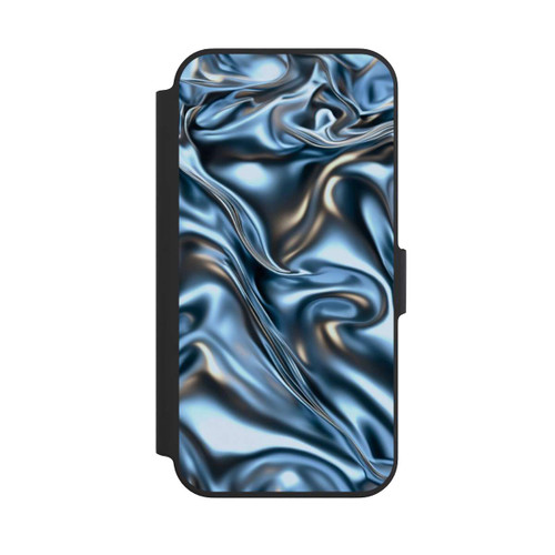 Apple iPhone 13 Pro NIVOflip Glänzender Stoff Chrome Metallic Blau mit KI