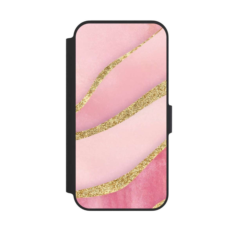 iPhone 13 Pro NIVOflip Pink Marble Goldprint Stripes