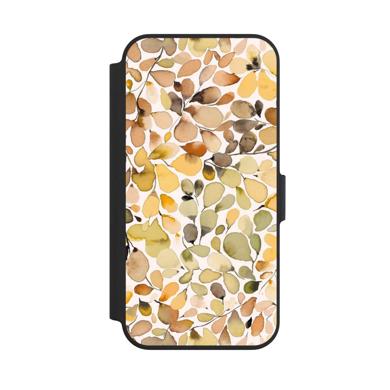 iPhone 13 Pro NIVOflip Eukalyptus Aquarellblätter Braun Herbst