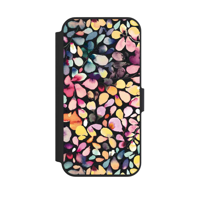iPhone 13 Pro NIVOflip Eucalyptus Watercolor Leaves Black