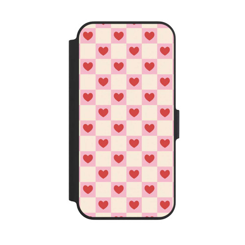 Apple iPhone 13 Pro NIVOflip Rosa Kariertes Herzmuster Valentinstag