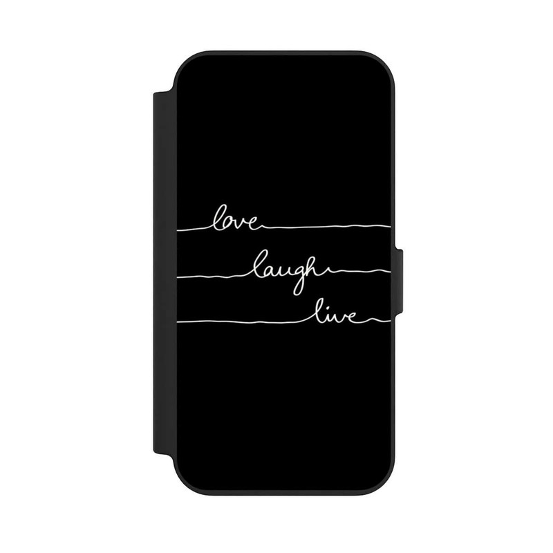 iPhone 13 NIVOflip Love Laugh Live weiß/schwarz