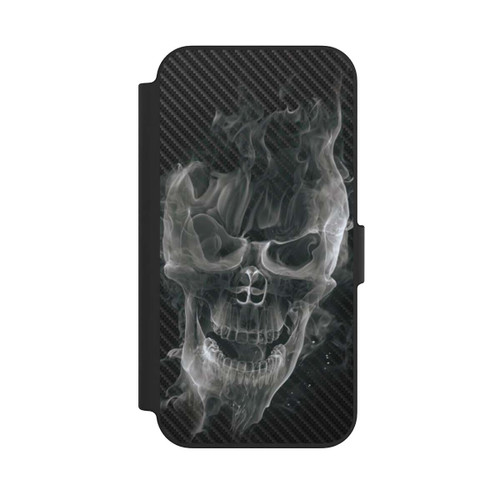 Apple iPhone 13 NIVOflip rauchender Totenkopf Carbon