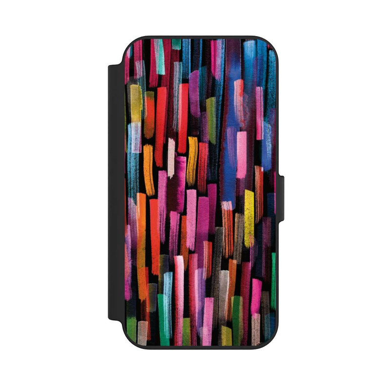 iPhone 13 NIVOflip Coups De Pinceaux Colorés Noir