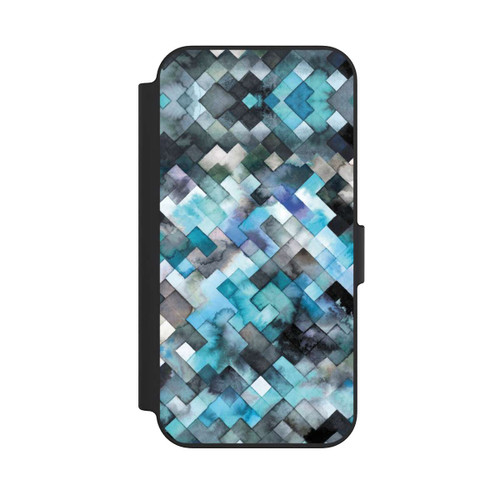 Apple iPhone 13 NIVOflip stimmungsvolles geometrisches Muster blau