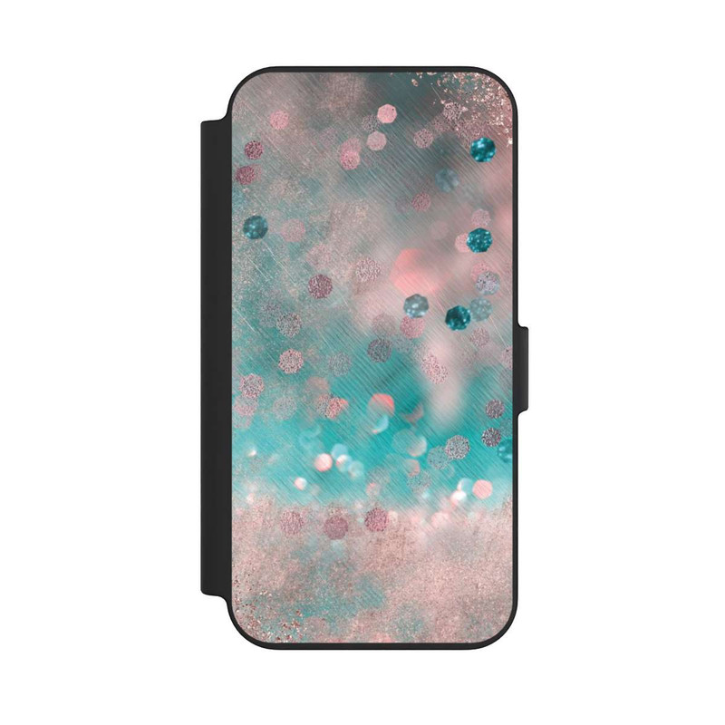 iPhone 13 NIVOflip Türkis-glamouröser Glitzerlook