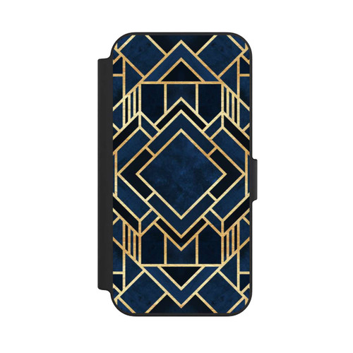 Apple iPhone 13 NIVOflip Kunst Deko Blau Golddruck