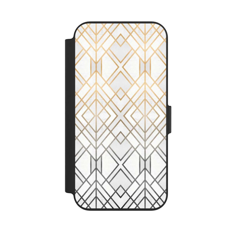 iPhone 13 NIVOflip Imprimé Geo Gold doré et gris