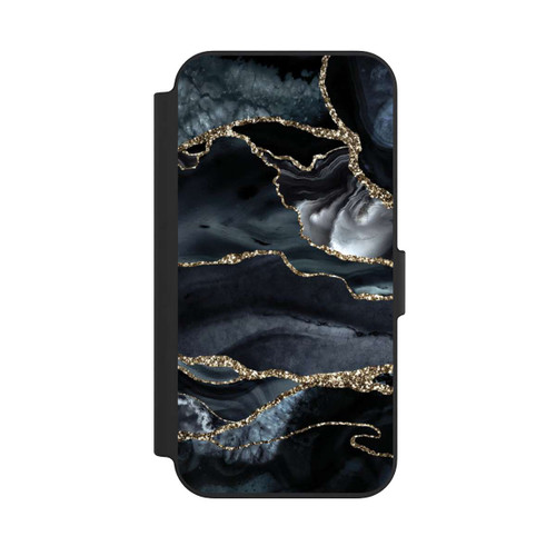 Apple iPhone 13 NIVOflip Dark Marble Gold Glitter Look