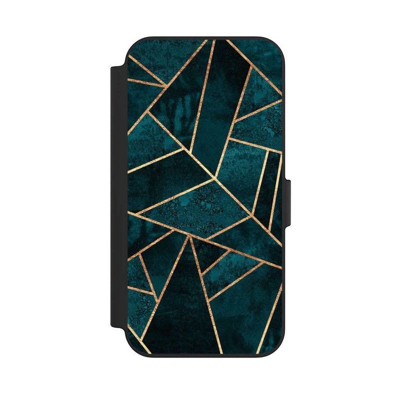 iPhone 13 NIVOflip Tief Blaugrün Stein Gold Druck
