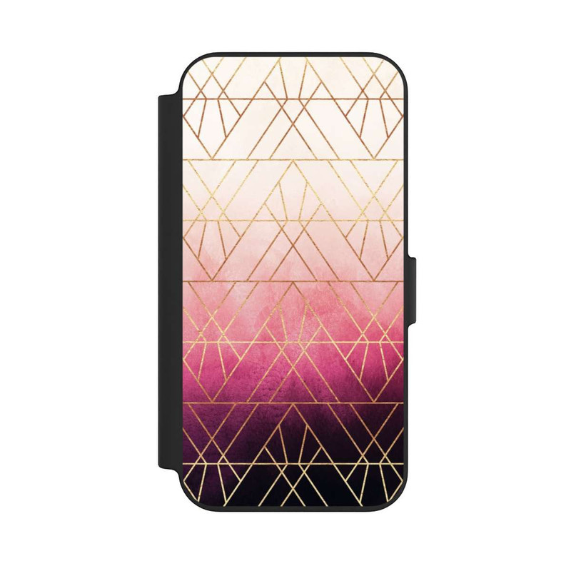iPhone 13 NIVOflip Pink Ombre Dreiecke Golddruck
