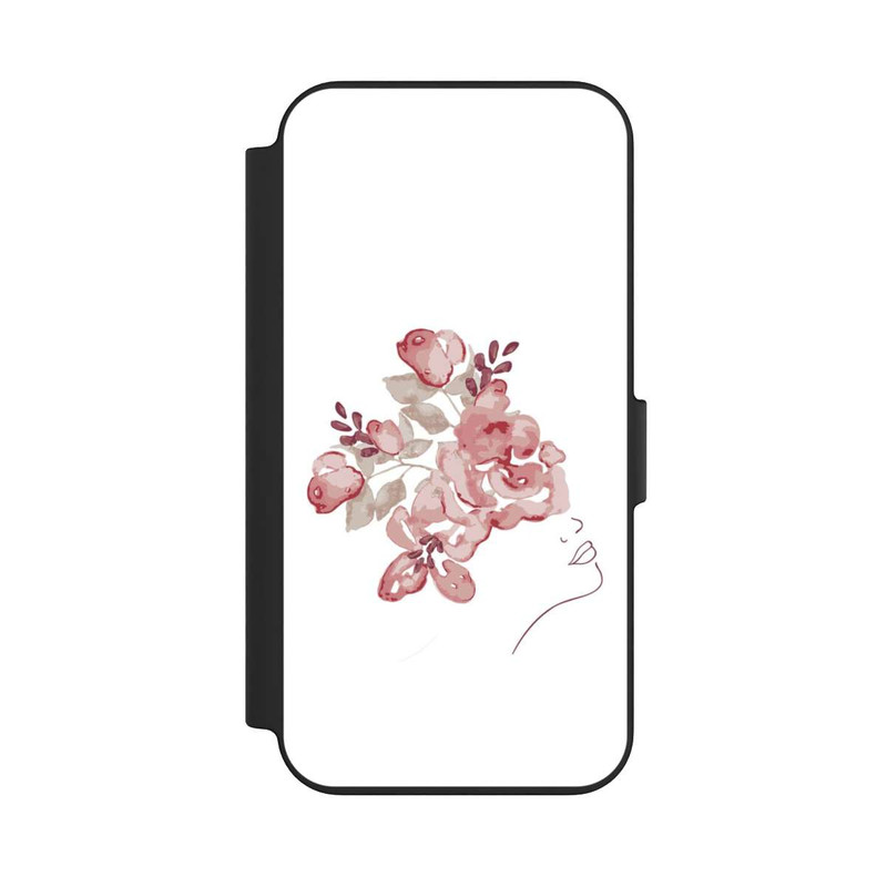 iPhone 13 NIVOflip Line Art Fleurs de visage de femme