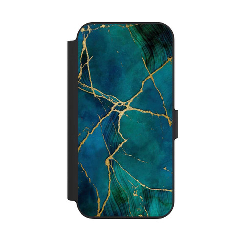 Apple iPhone 13 NIVOflip Look minéral glamour bleu or
