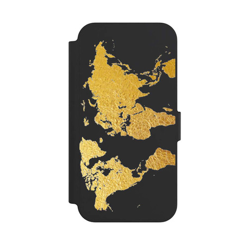 Apple iPhone 13 NIVOflip World Map Gold Transparent