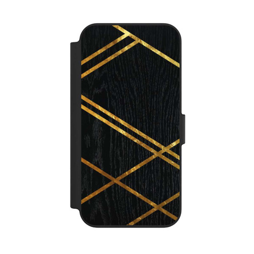 Apple iPhone 13 NIVOflip Black Geometric Pattern Golden Stripes