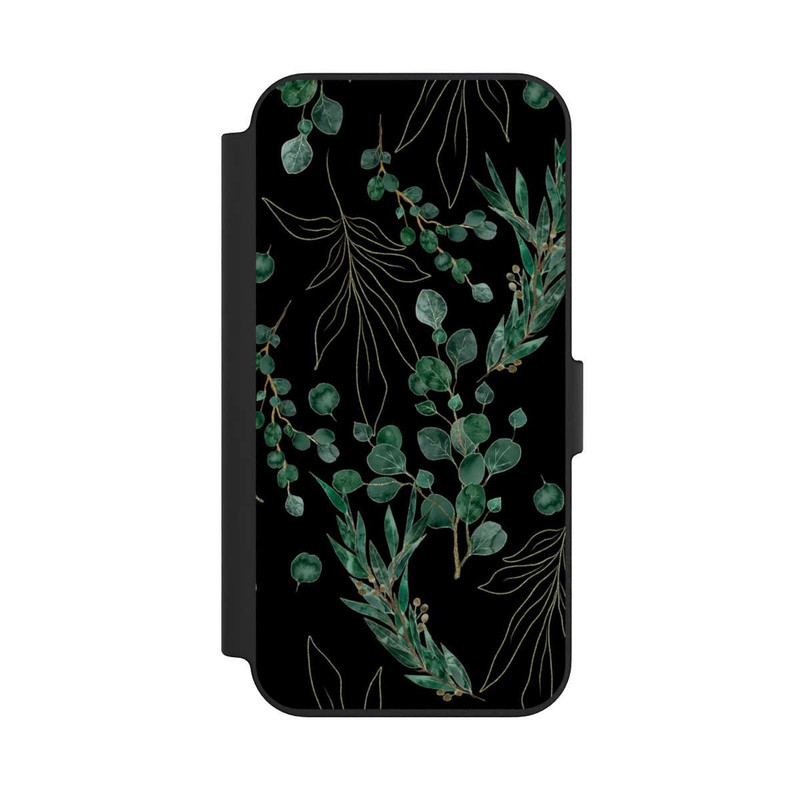 iPhone 13 NIVOflip Feuilles d'Eucalyptus Fond Noir