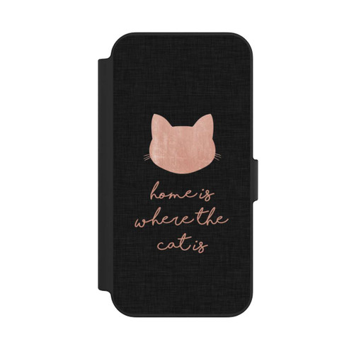 Apple iPhone 13 NIVOflip Home Is Where The Cat Is - Pink on Black 