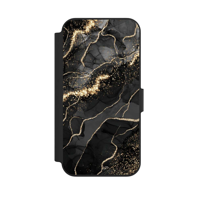 iPhone 13 NIVOflip Look Spirales de Marbre Sombre & Or