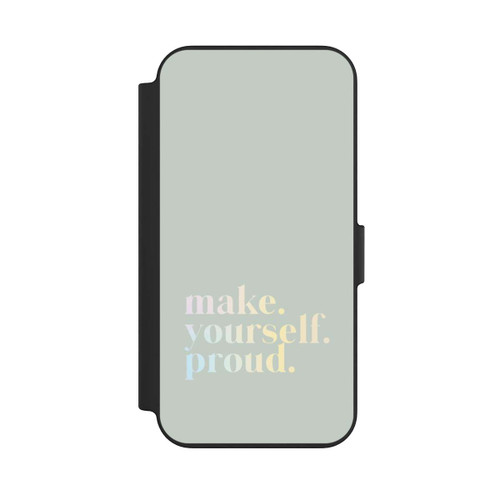 Apple iPhone 13 NIVOflip Make Yourself Proud Zitat-Minze und Farbverlauf