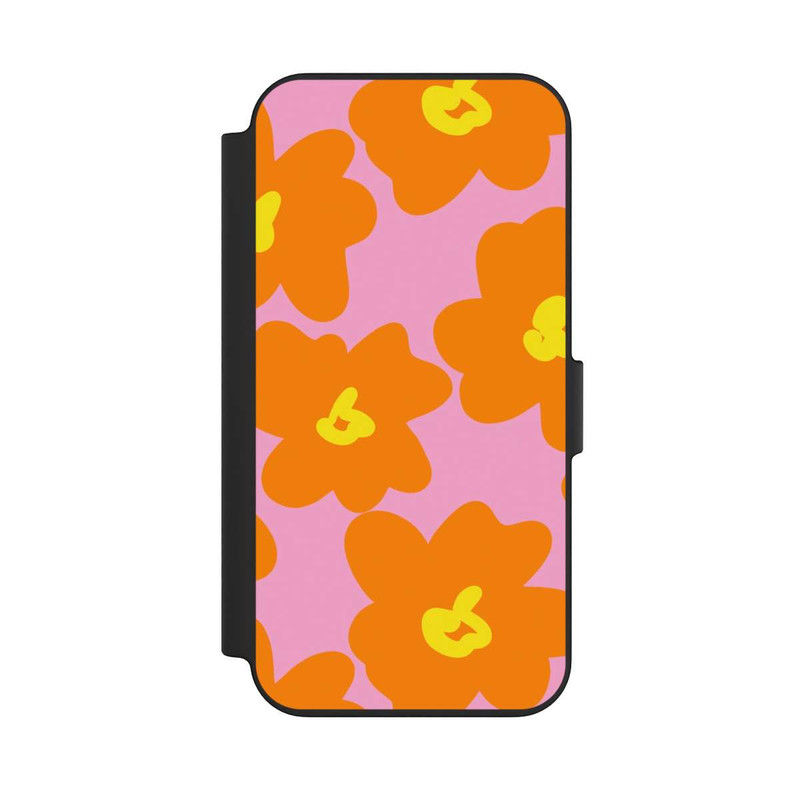 iPhone 13 NIVOflip Retro Blumenmuster Pink und Orange