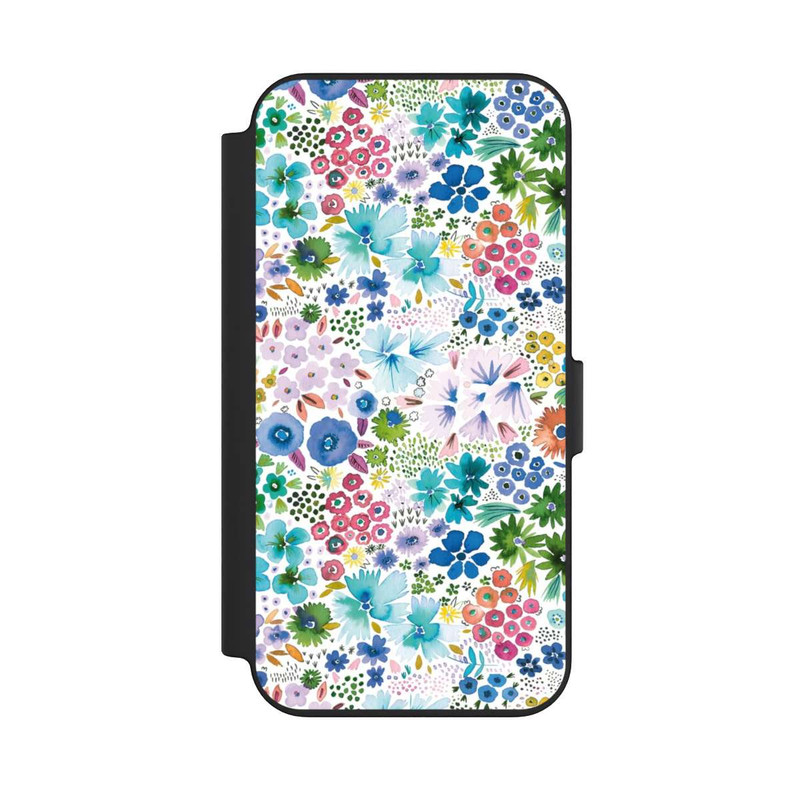 iPhone 13 NIVOflip Kunstvolle kleine Frühlingsblumen blau