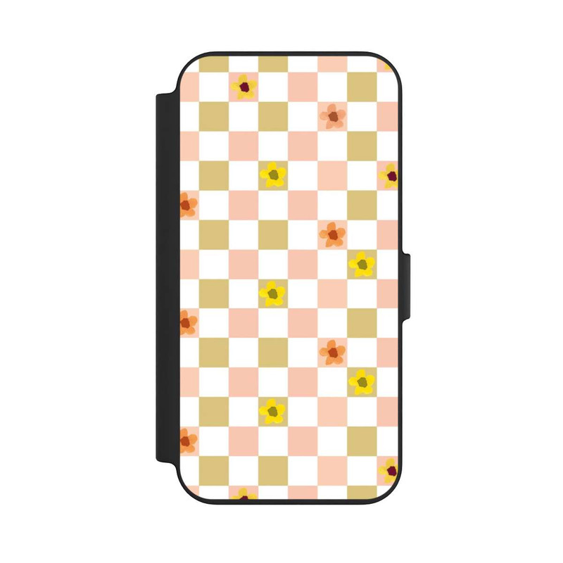 iPhone 13 NIVOflip Chèques Fleurs Pastel Nostalgiques