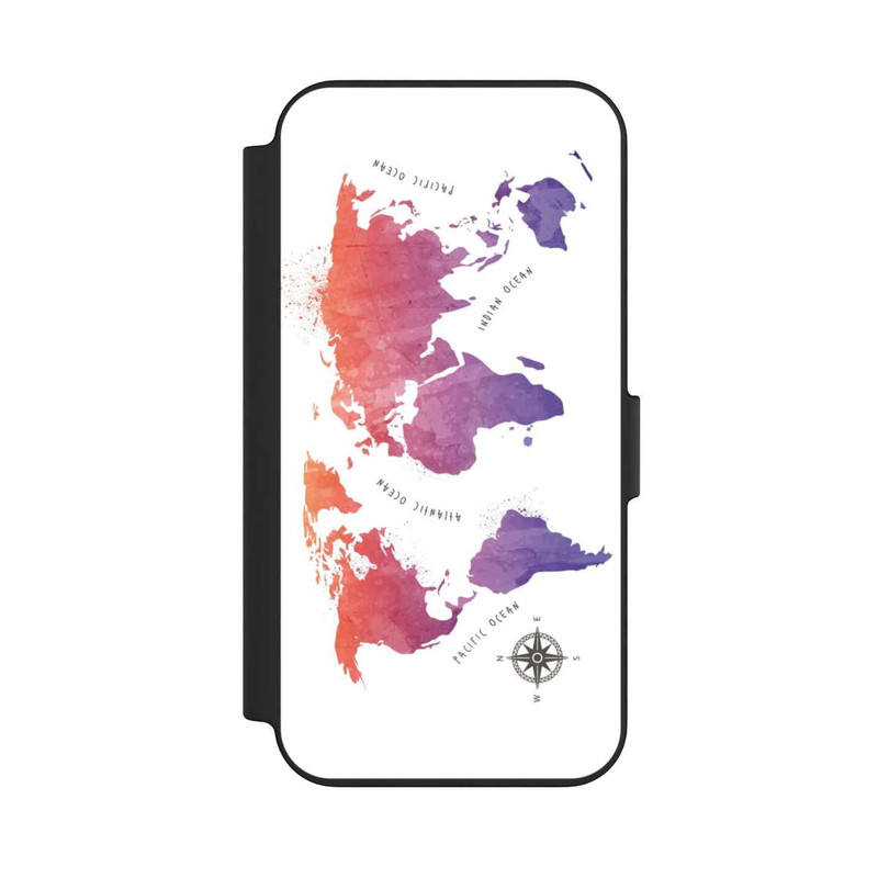 iPhone 13 NIVOflip Aquarell Weltkarte weiß