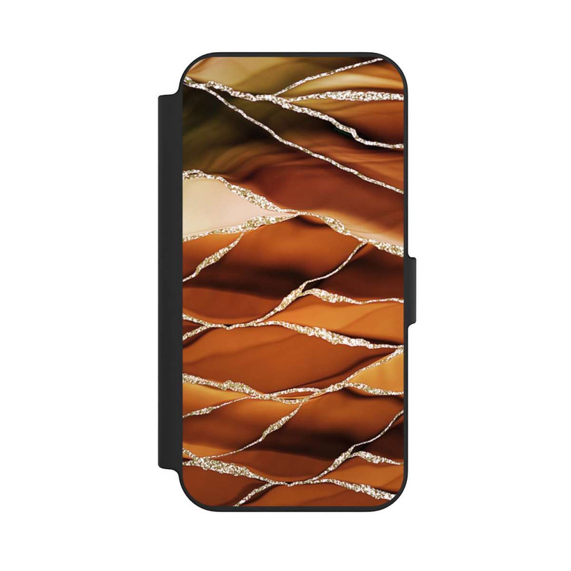 iPhone 13 NIVOflip Braune Marmorstreifen im Glitzer Look