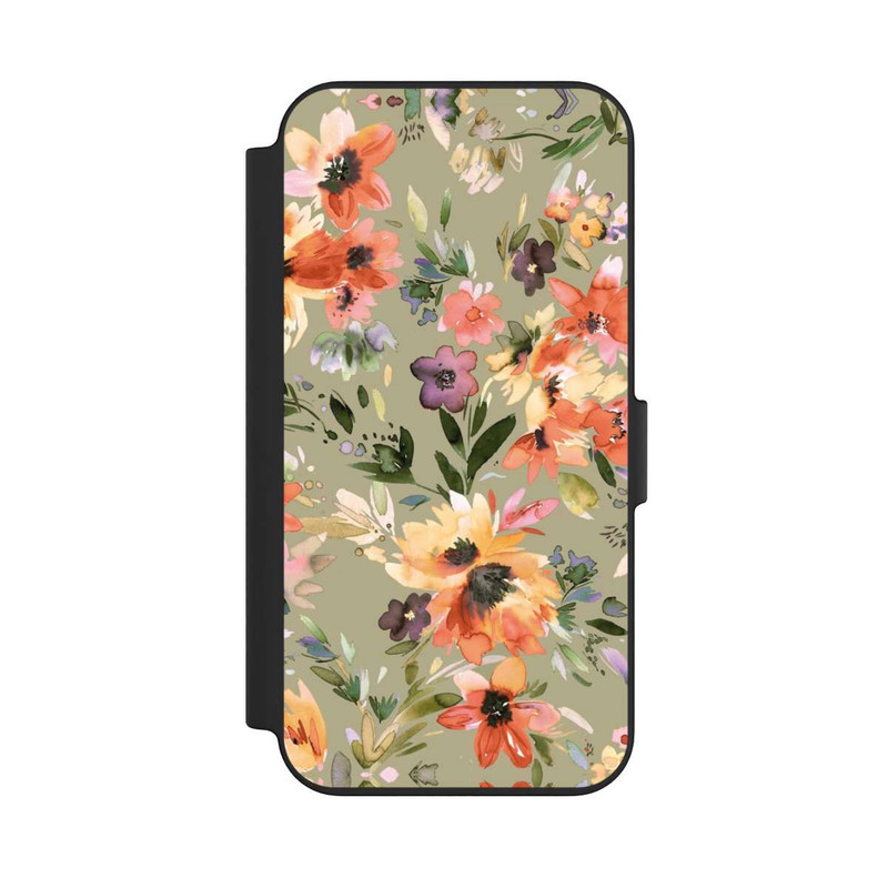 iPhone 13 NIVOflip Malerische tropische Blumen Salbeigrün