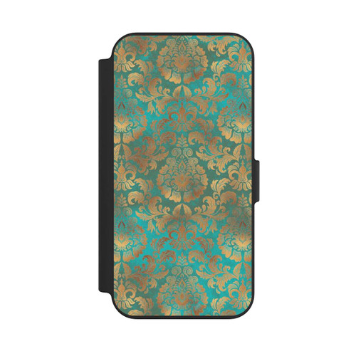 Apple iPhone 13 NIVOflip Damask Wallpaper Turquoise