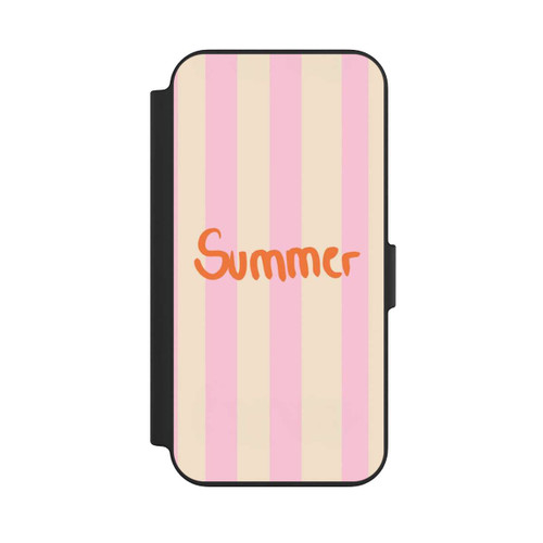Apple iPhone 13 NIVOflip Summer- Rosa und Orange Streifen Hintergrund