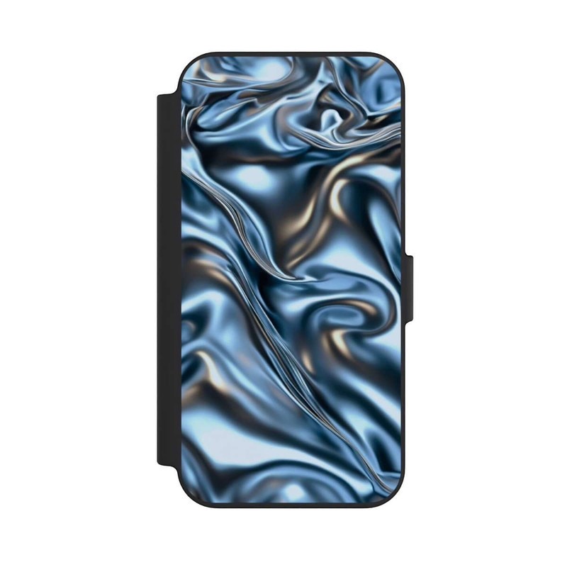 iPhone 13 NIVOflip Glänzender Stoff Chrome Metallic Blau mit KI