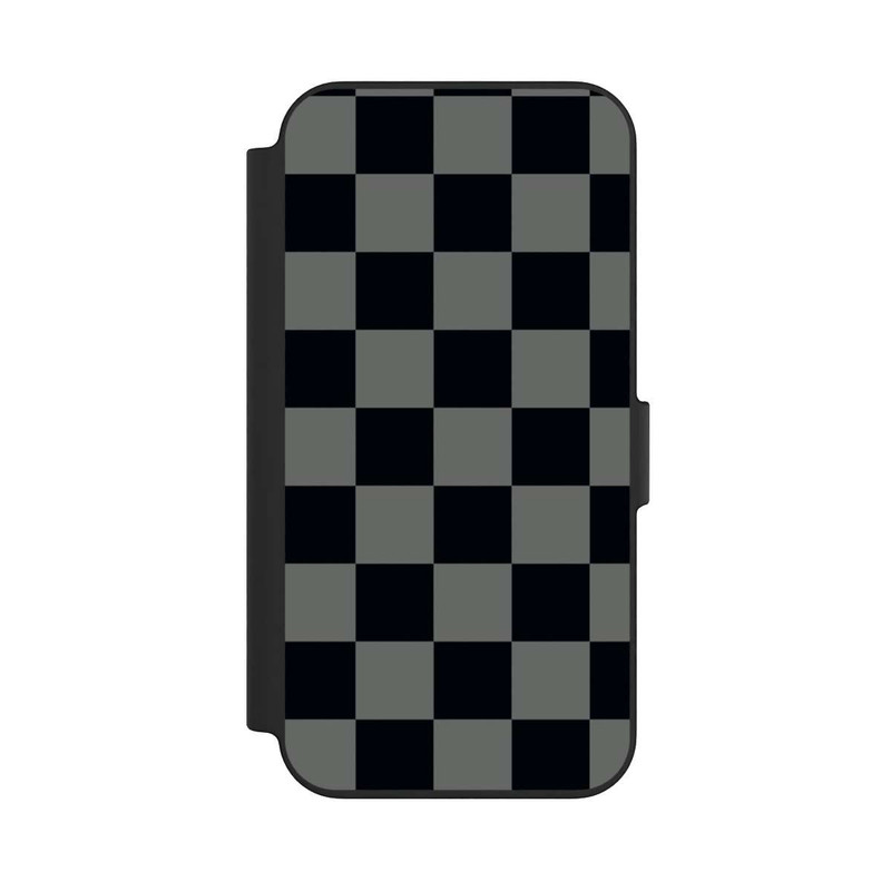 iPhone 13 NIVOflip Schachbrett Schwarz Grau