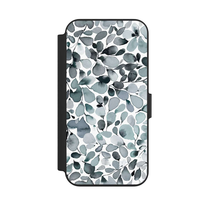 iPhone 13 NIVOflip Eukalyptus Aquarell Blätter Grau