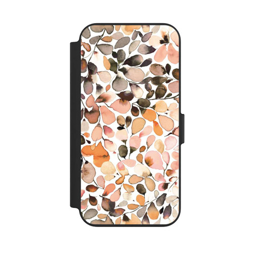 Apple iPhone 13 NIVOflip Eukalyptus Aquarellblätter Dunkelbraun Herbst