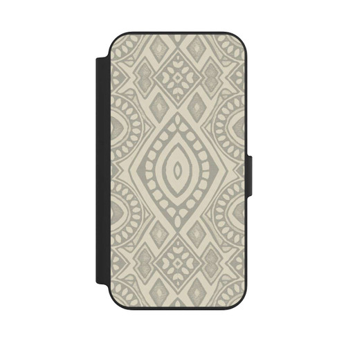 Apple iPhone 13 NIVOflip Boho Geometric Mosaic Pattern Neutral Grey and Beige