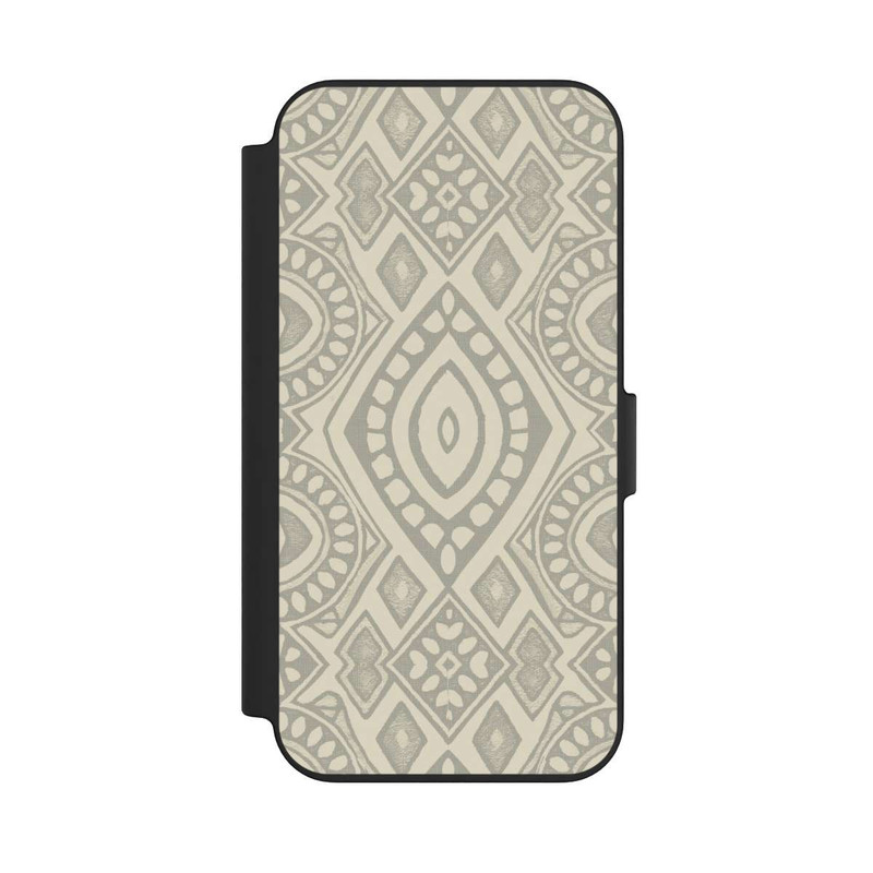 iPhone 13 NIVOflip Boho Geometric Mosaic Pattern Neutral Grey and Beige